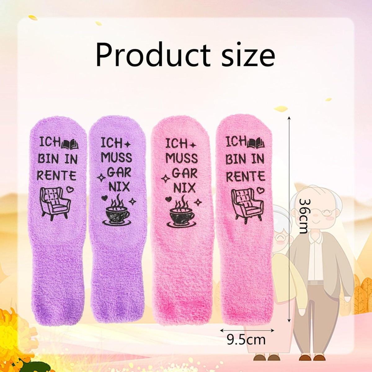 Retirement Gift Socks (2 Pairs) - Pink And Purple Socks As A Gift For Retirees, Soft-Design Party Accessory Set