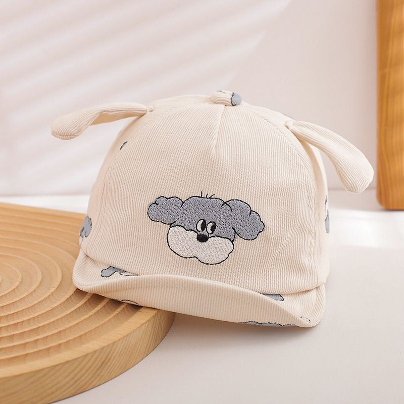 Summer Boys And Girls' Embroidered Cartoon Dog Pattern Soft Brimmed Baseball Cap, Suitable For Outdoor Outings, Shopping And Fun Activities.