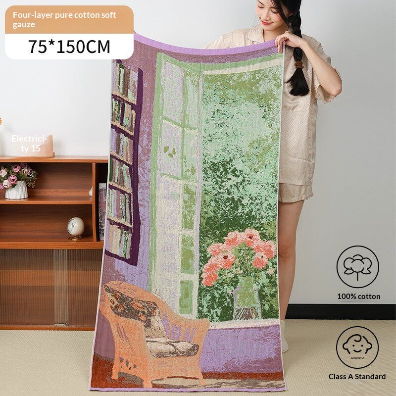 Pure Cotton Gauze Bath Towel For Adults Household Use