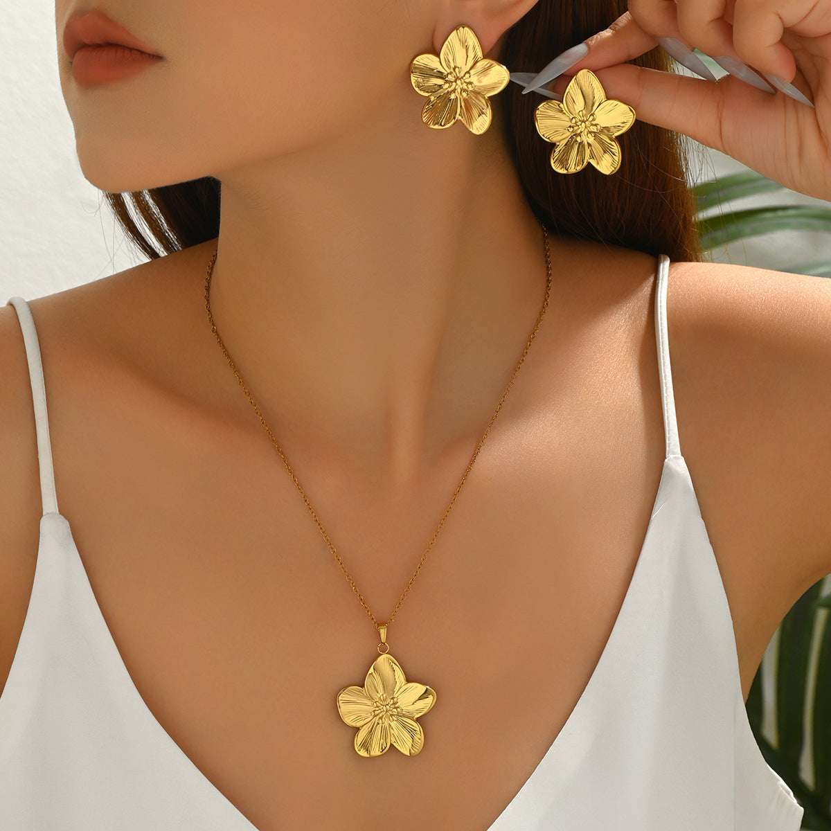 European American Cross-border Women Jewelry Set, Multi-element Long Pendant Necklace & Versatile Luxury Drop Earrings, Niche Daily Fashion Accessories For Ladies