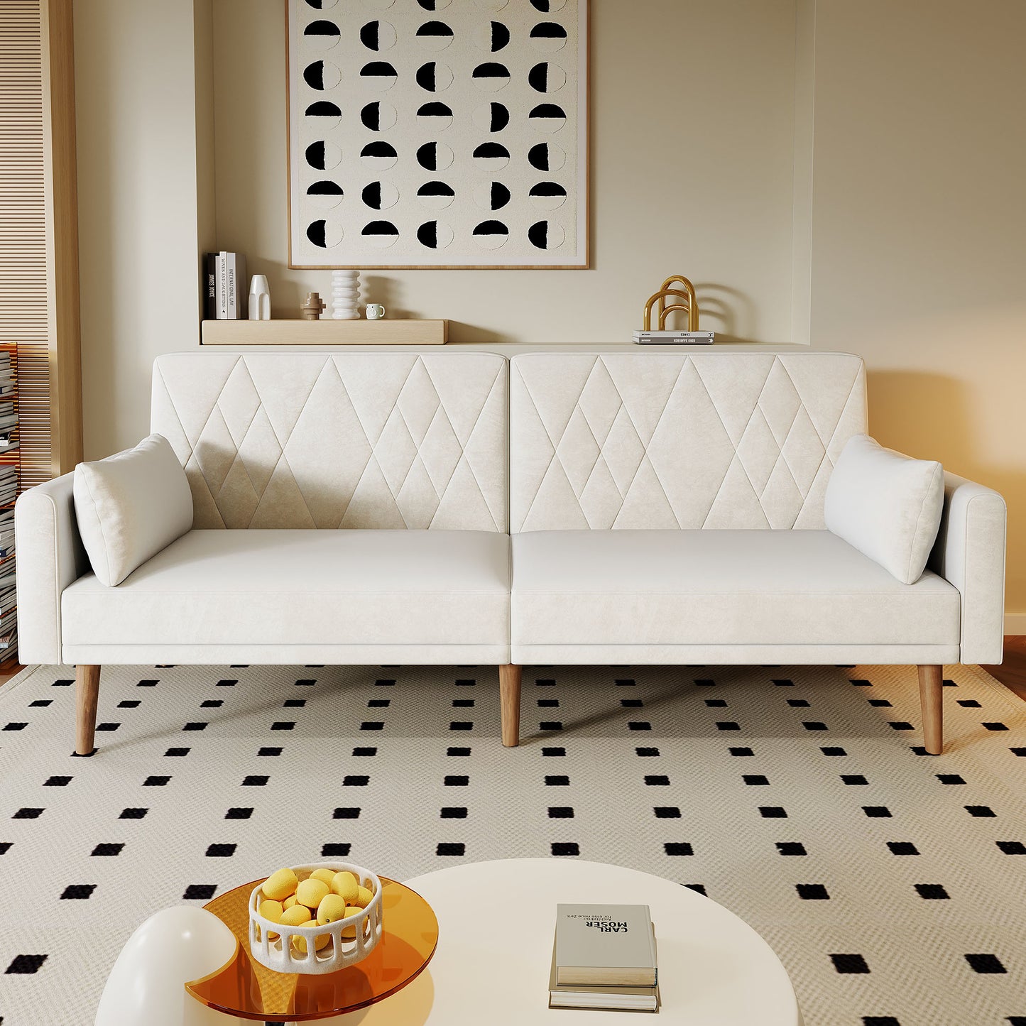 Small Sofa, Two-seater Sofa, Sofa Bed, Sofa Bed With Sleeping Function, Velvet Fabric Sofa Bed, Suitable For Living Room, Bedroom, Home Cinema, Guest Room.