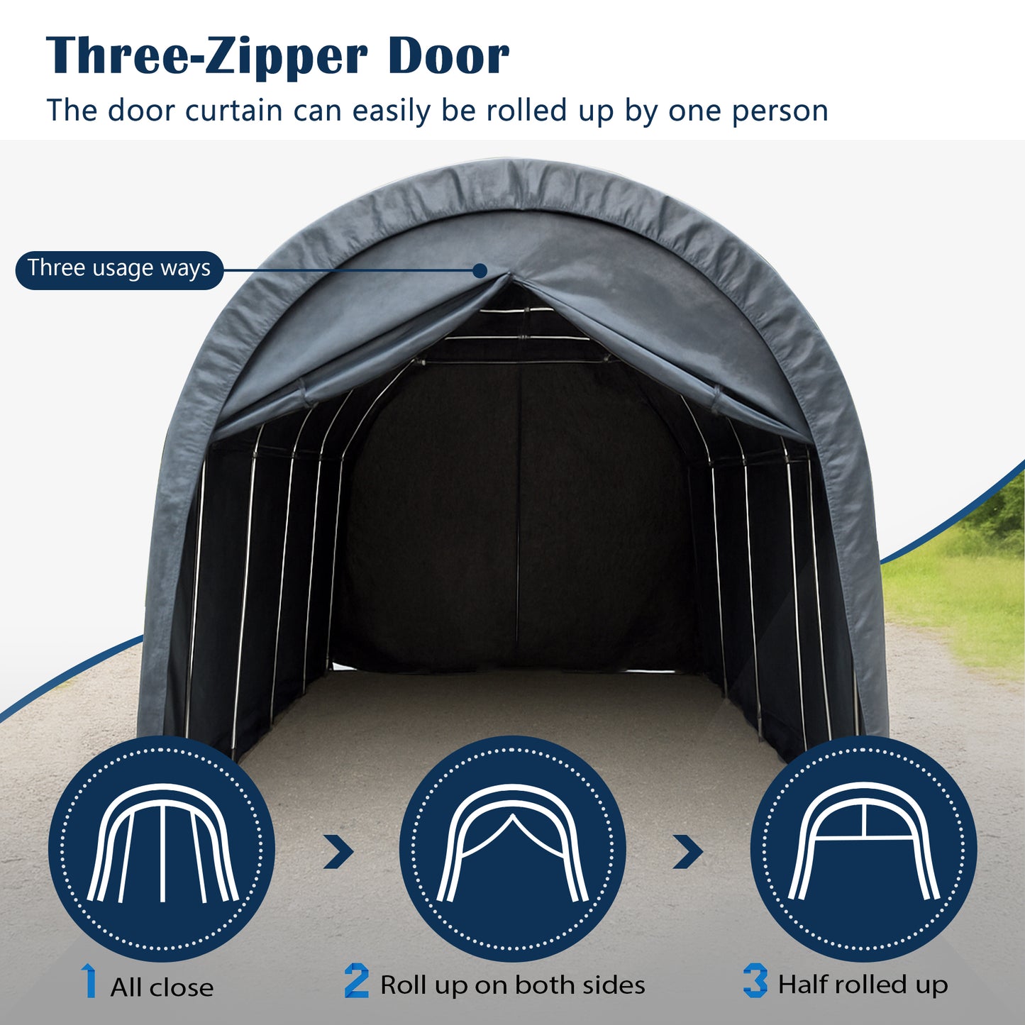 Heavy-Duty 12x20 FT Carport Canopy, Commercial-Grade Steel Frame Portable Garage, Wind And Snow Resistant, Waterproof Outdoor Storage Shed For Trucks, Cars, Boats, Equipment