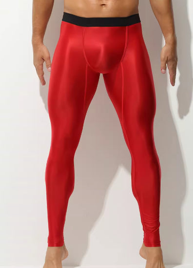 Men's Ice Silk Thin High Elastic Shaping Tight Fitness Sports Leggings