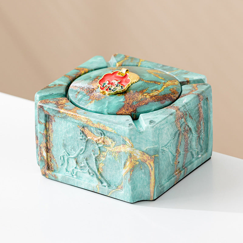Ceramic Ashtray With Lid Home And Office Decoration