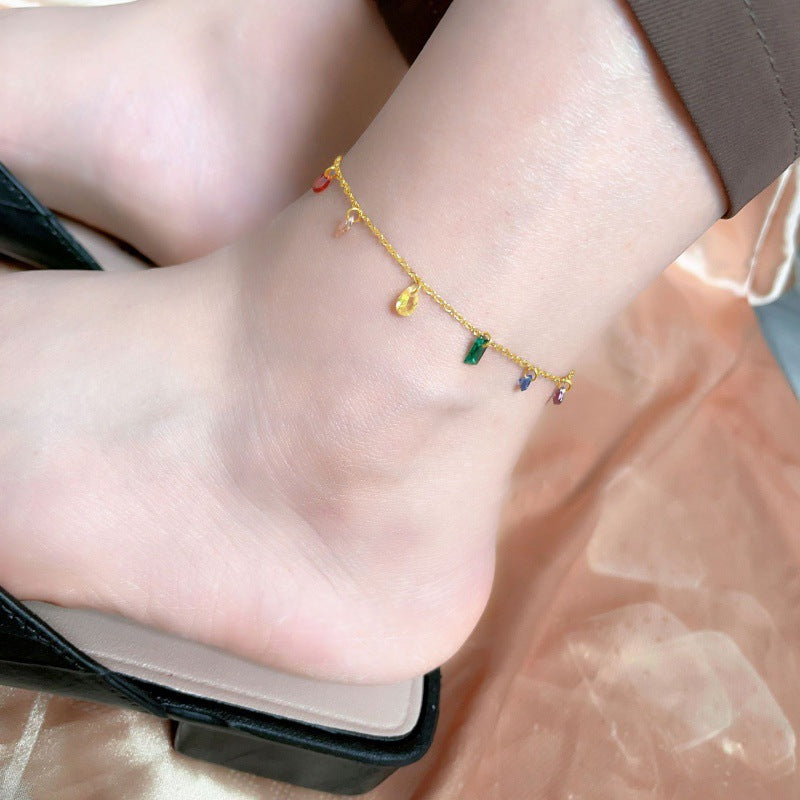 Titanium Steel Necklace And Anklet Best-selling Rainbow Diamond Design