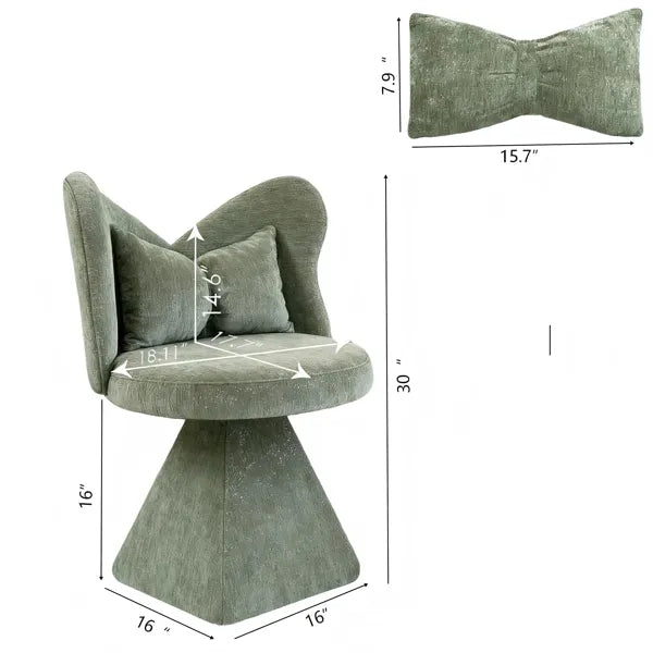 Vanity Chair With Butterfly Back,Swivel Accent Chair Dining Chairs,Makeup Stool For Bedroom Dressing Table,Suitable For Living Room,Dining Room,Study,Recreational Areas Green