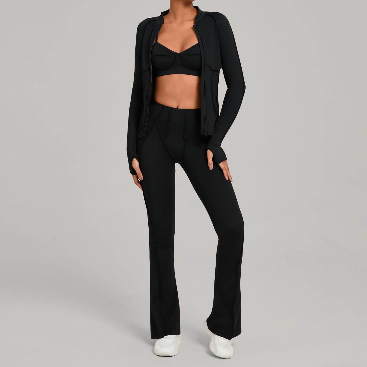 Womens Zip Up Top And Yoga Pants Set