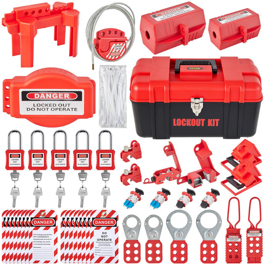 43 PCS Lockout Tagout Kits, Electrical Safety Loto Kit Includes Padlocks, 5 Kinds Of Lockouts, Hasps, Tags & Ties, Box, Lockout Safety Tools For Electrical Risk Removal In Industrial, Machinery