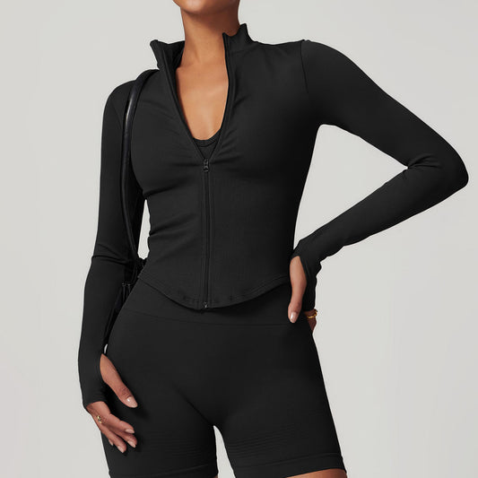 Stand Collar Long-sleeve Zipper Yoga Coat For Women