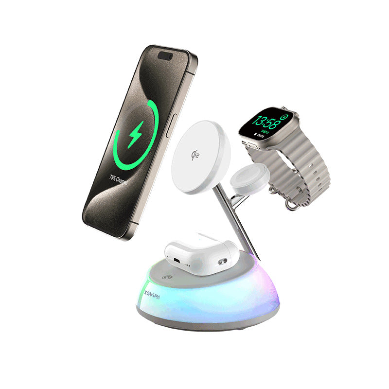 Multi-functional 4-in-1 Magnetic Wireless Charging Night Light Phone Charger