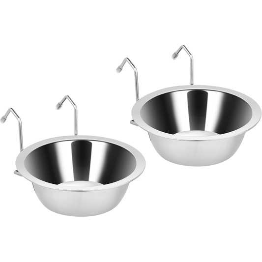 2PCS Kennel Water Bowl Hanging,Stainless Steel Puppy Bowls For Small Dog Cage,Kennel, Crate, Catio Accessories,Dog Crate Water Bowl Dish Feeder Food Holder No Spill