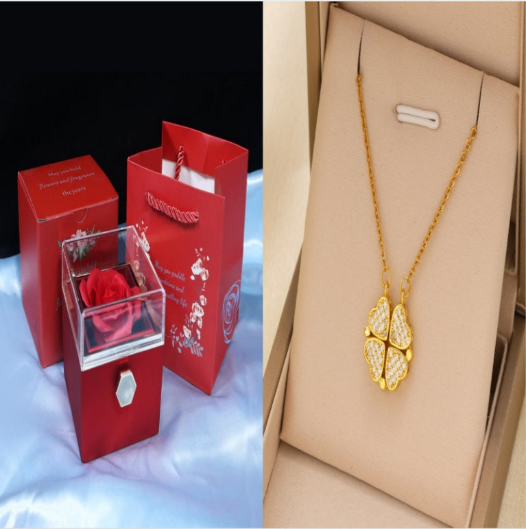 Rotating Soap Flower Rose Gift Box Creative Rotating Rose Jewelry Packaging Box Valentine's Day Gift