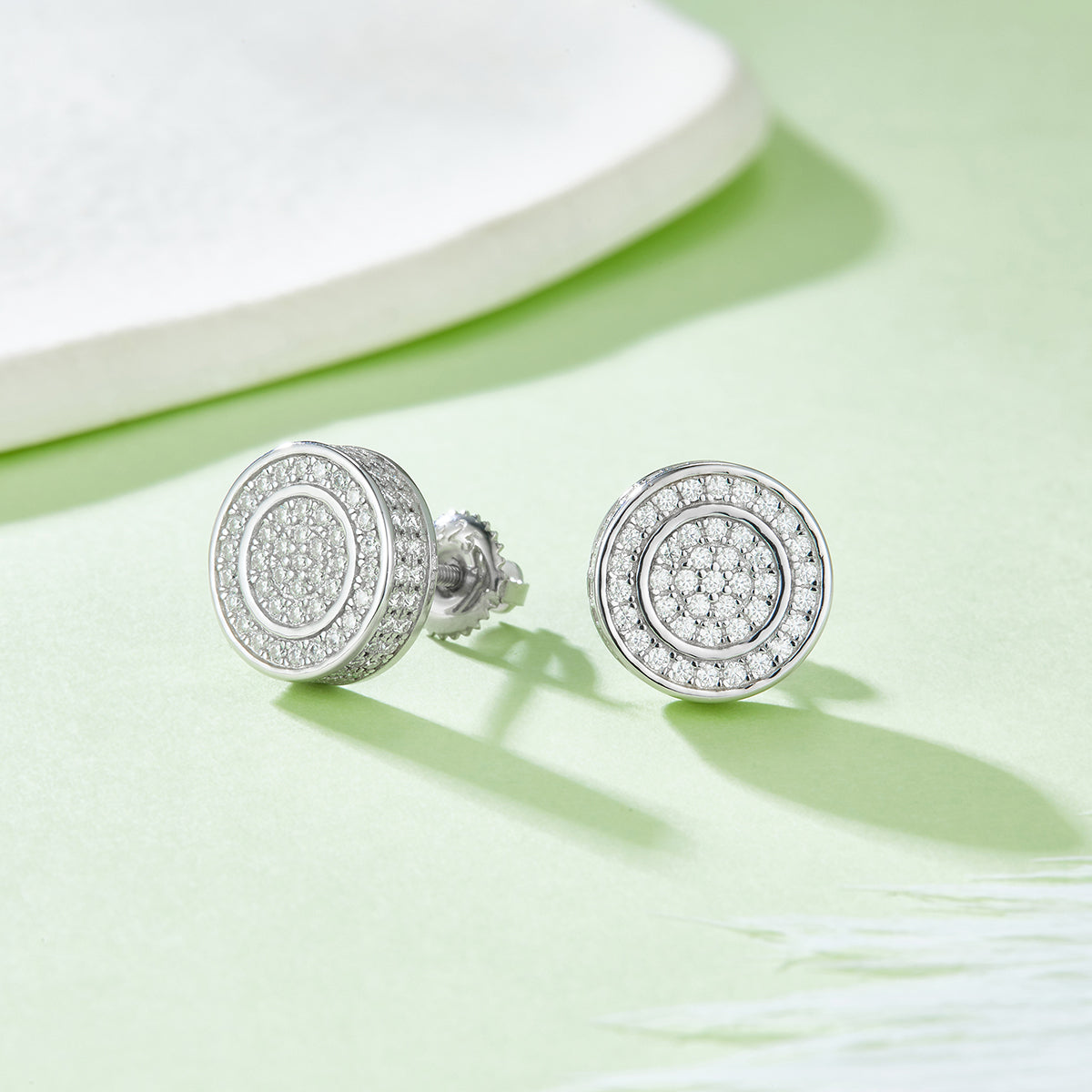 S925 Sterling Silver 190pcs D Color VVS1 Moissanite Double Halo Stud Earrings 10.8mm Screw Back Hypoallergenic GRA Certified Gift Box