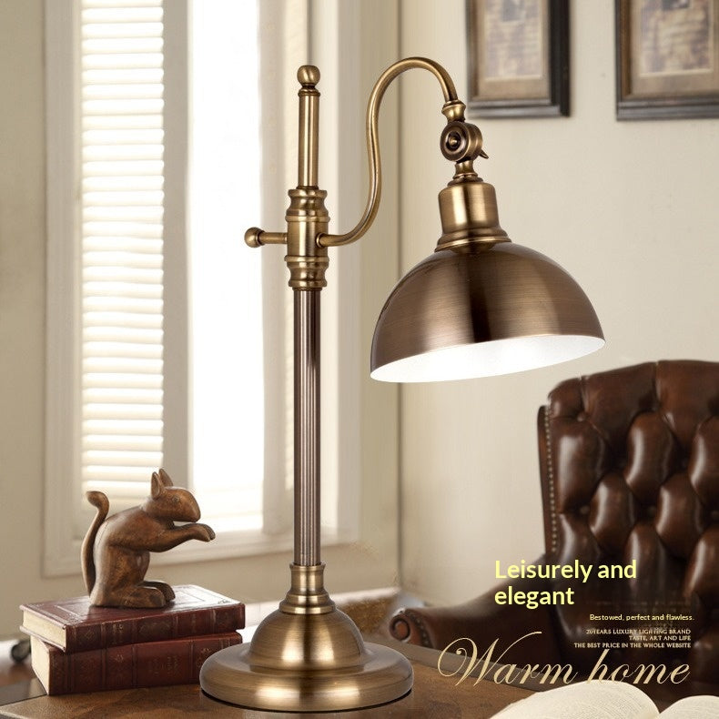 American-style Wrought-iron Foldable Long-arm Eye-care Desk Lamp For Studying And Reading