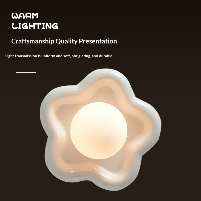 Wireless Charging Flower Design Warm Off-White Ceramic Wall Light
