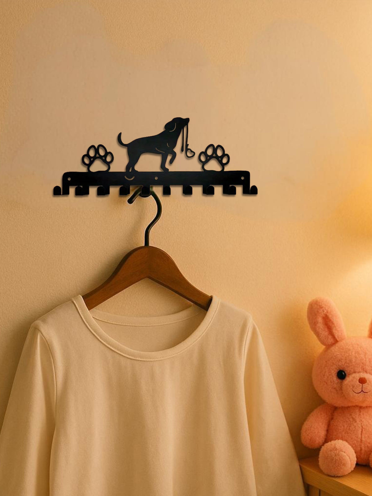 Rustic Entryway Organizer - Wall Mounted Key Holder & Leash Rack For Pet Owners