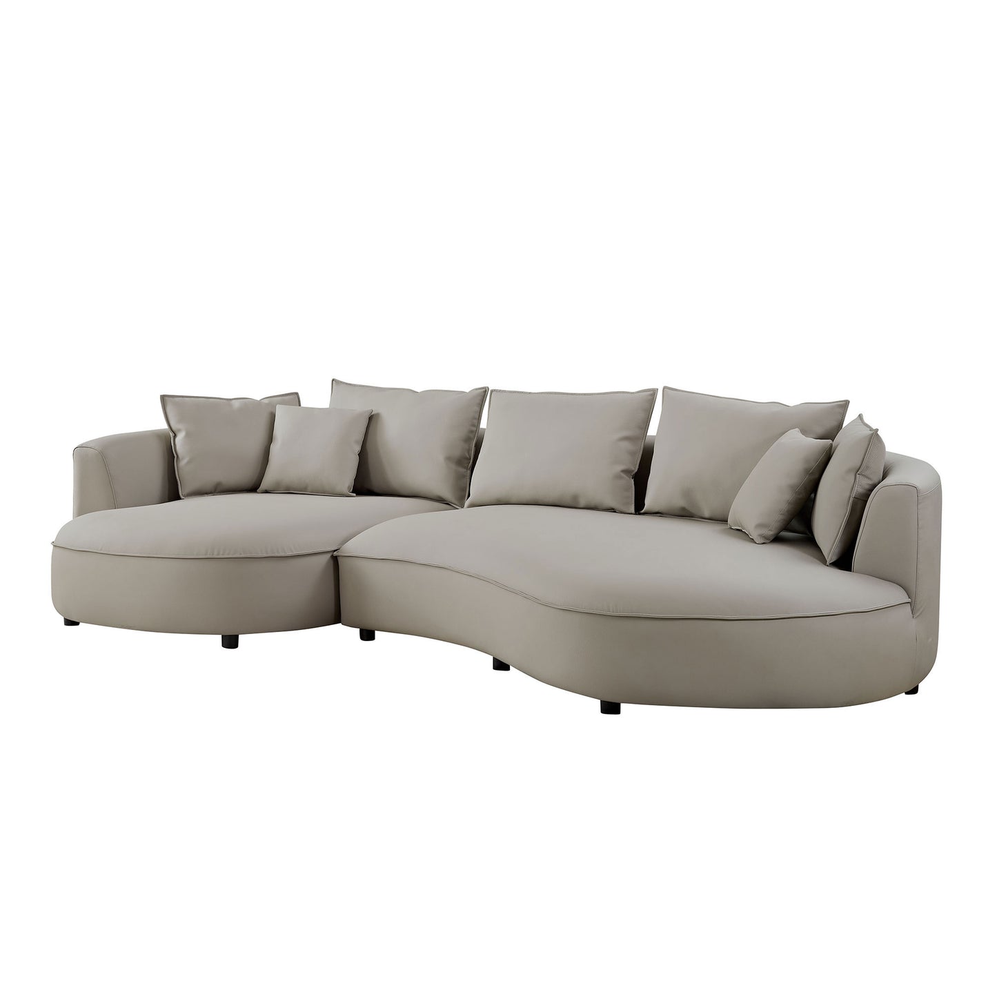 Modern Sectional Curved Sofa Couch For Living Room,Upholstered 5-Seat Sofa Couch Eco-leather Couch Set For Apartment Office,Light Grey
