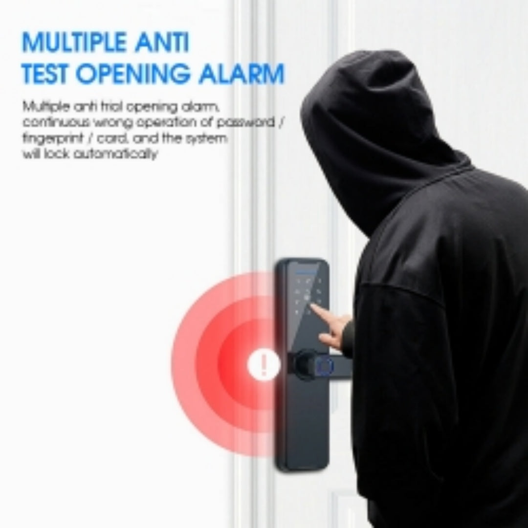 WIFI Digital Smart Door Lock Electronic Fingerprint Password Key Lock-black