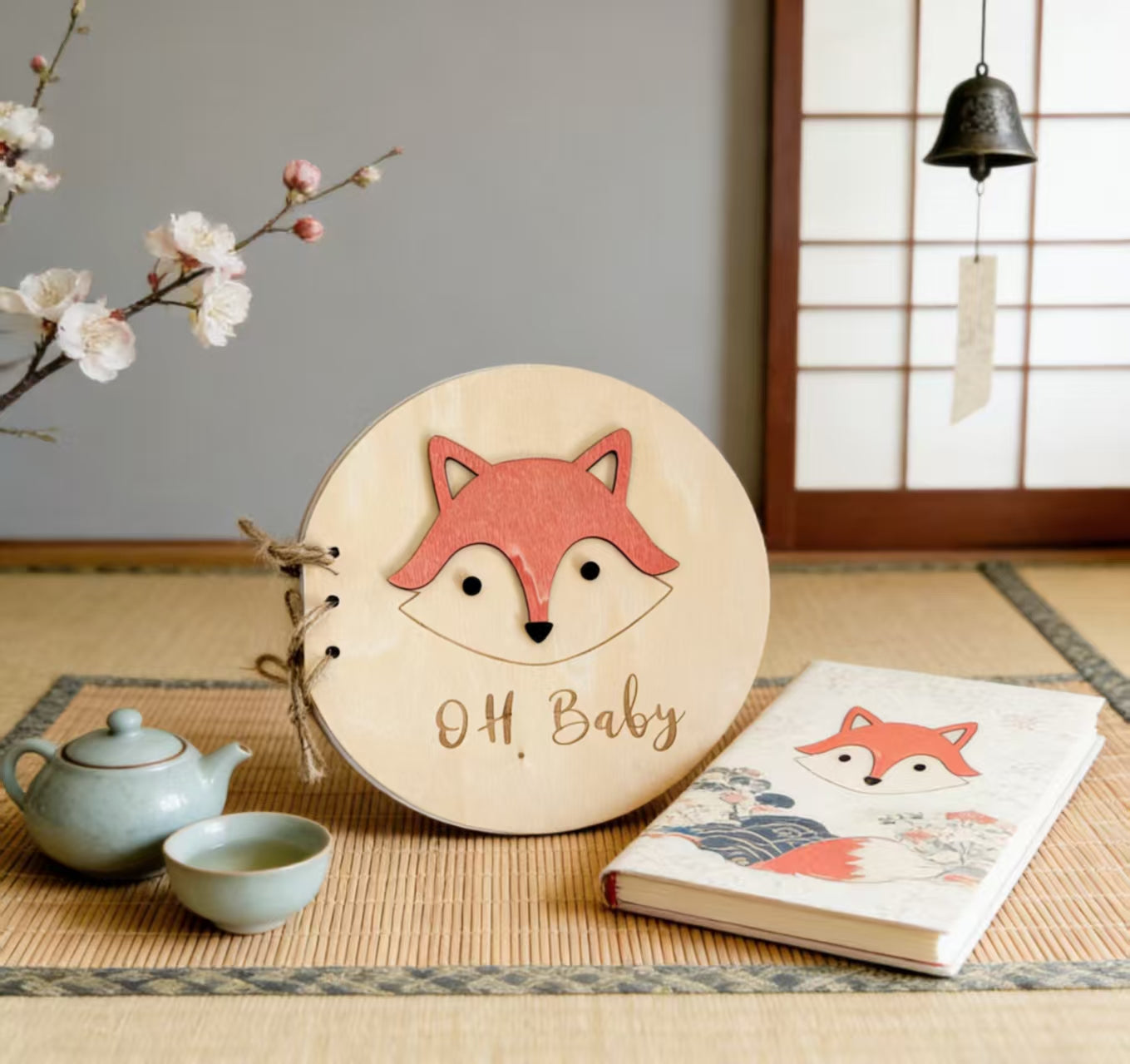 Cross-border Hot Sale 3D Cartoon Creative Gift Baptism Guest Book Signature Album Wooden Souvenir