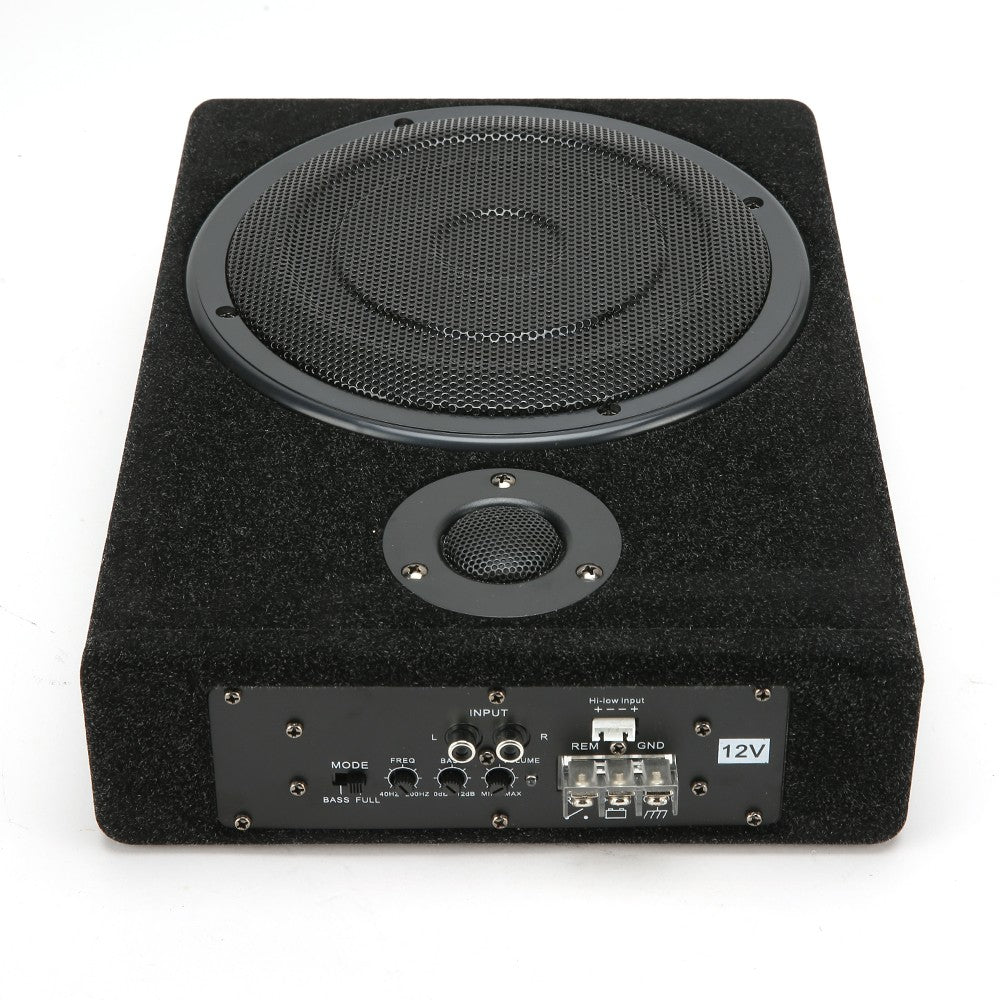 800W 8in  Car Under Seat Active Subwoofer Slim Amplified Sub Audio Speaker Kit 12V