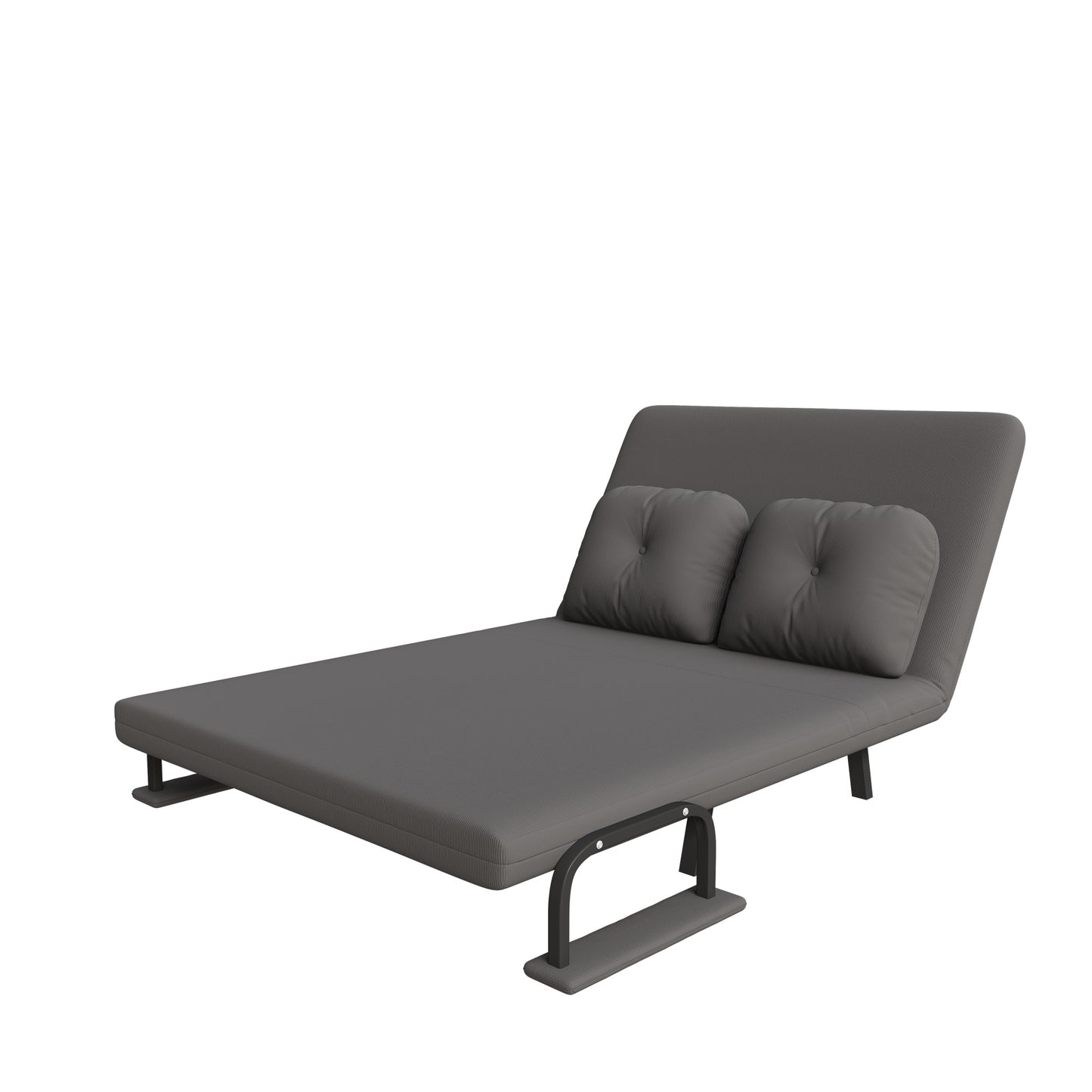 46 Wide Folding Sofa Bed 5-in-1 Convertible Chair For Two - 5-Position Adjustable Backrest With Pillow, Space-Saving Sleeper For Living Room, Bedroom & Office 71.6W X 46D Grey