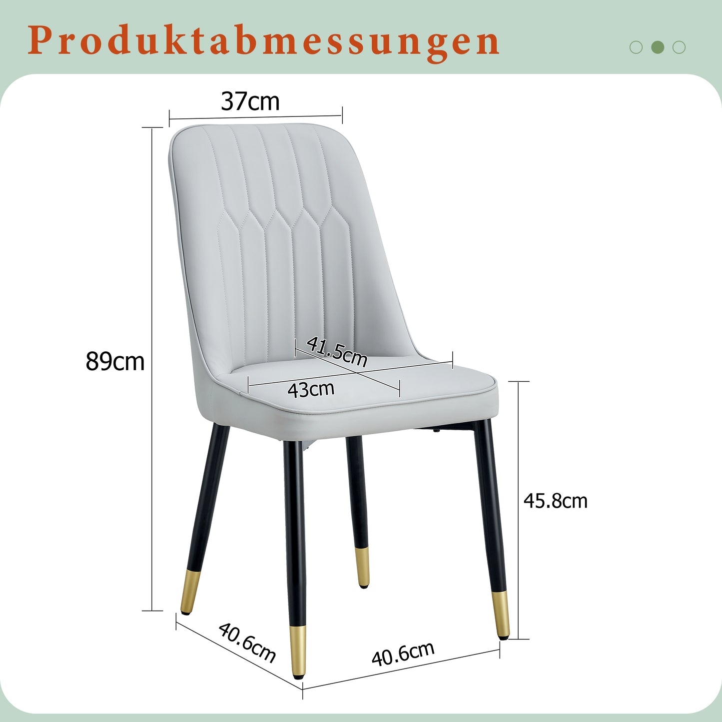 2-piece Package Chair, Modern Light Gray Dining Chair With PU Leather Back Cushion And Black Metal Legs, Suitable For A Variety Of Scenes Such As Dining Room, Kitchen And Bedroom.