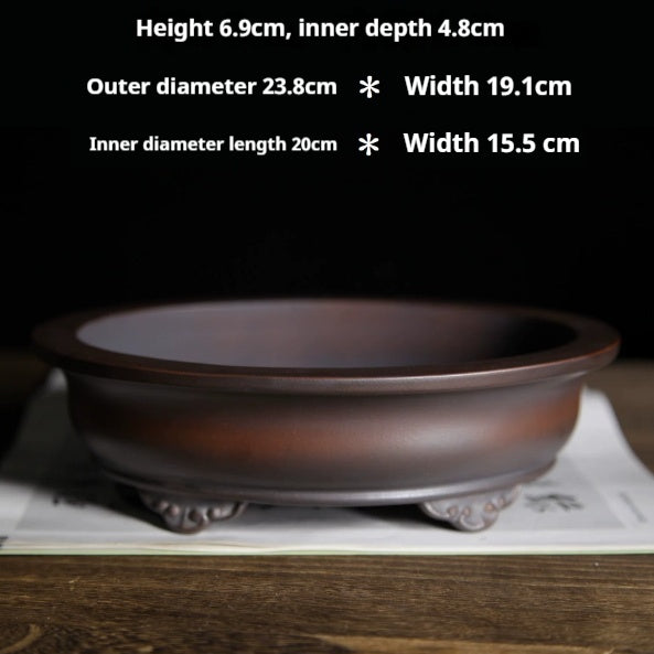 Retro Cloud-foot Round Basin Bonsai Trough Tea Table Bonsai Pot