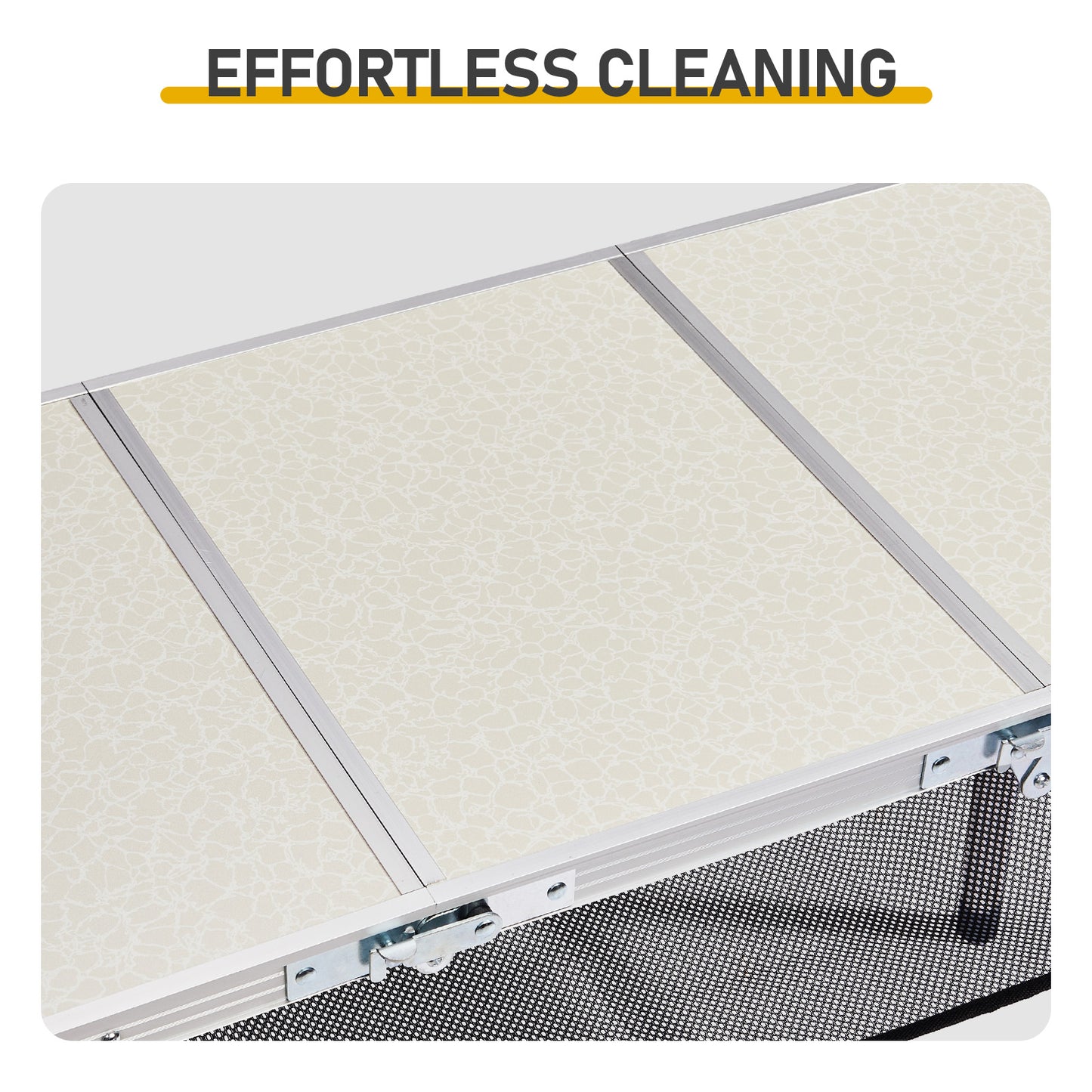 4ft Aluminum Folding Camping Table With 2 Large Storage Compartments, Portable Outdoor Picnic BBQ Buffet Serving Table