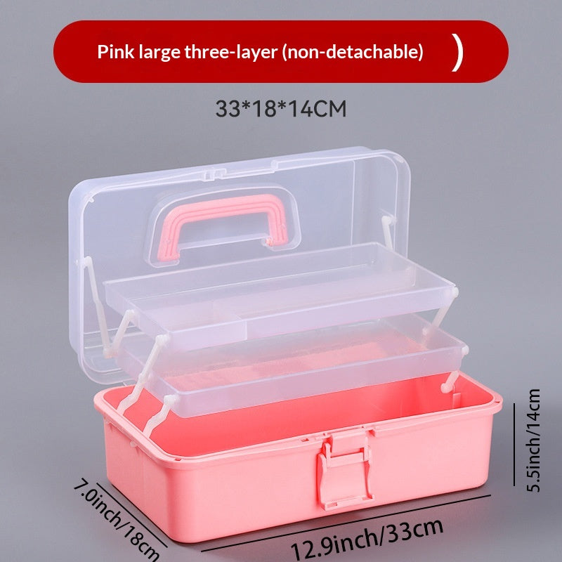 Three-tier Portable Storage Box For Art Supplies