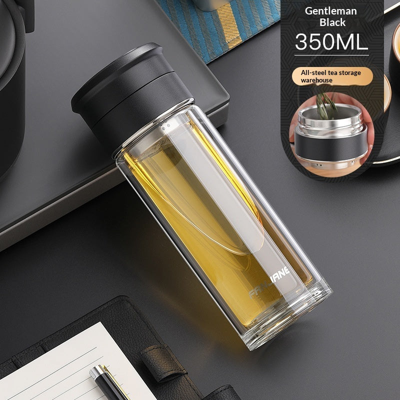 Chinese Character Simplificationcomplication Tea-water Separation Glass Cup Double-layer Teacup Pass