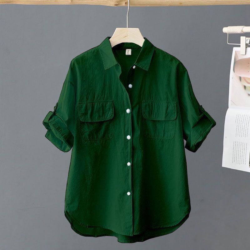Korean-style Solid-color Age-reducing Blouse With Elegant Style