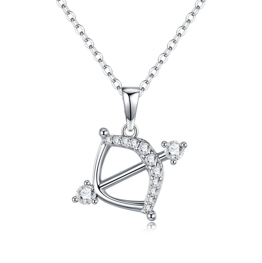 S925 Sterling Silver Sagittarius Necklace For Women  D Color VVS1 Moissanite Zodiac Pendant 3.8g Platinum Plated Astrology Jewelry With GRA Certificate Perfect Birthday & Anniversary Gift Box Set