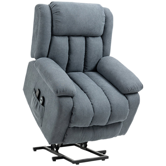 Power Lift Recliner Chair With Massage, Overstuffed Lift Chair For Elderly With Footrest, Remote, Side Pocket, Dark Grey