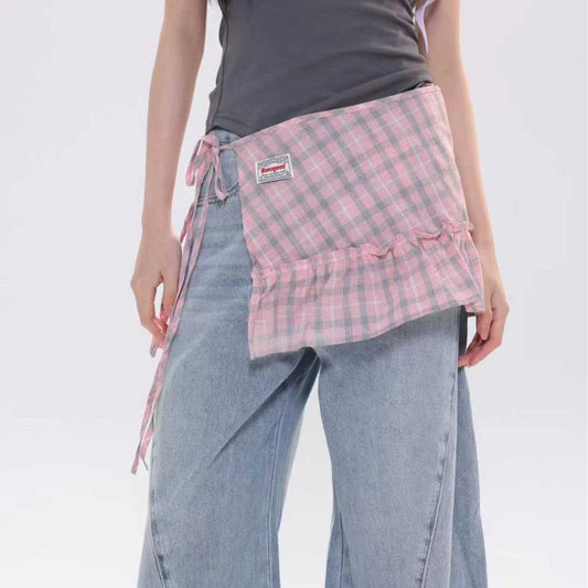 Korean-style Preppy Plaid Skirt With A Ruffled Hem And A-line Tiered Design