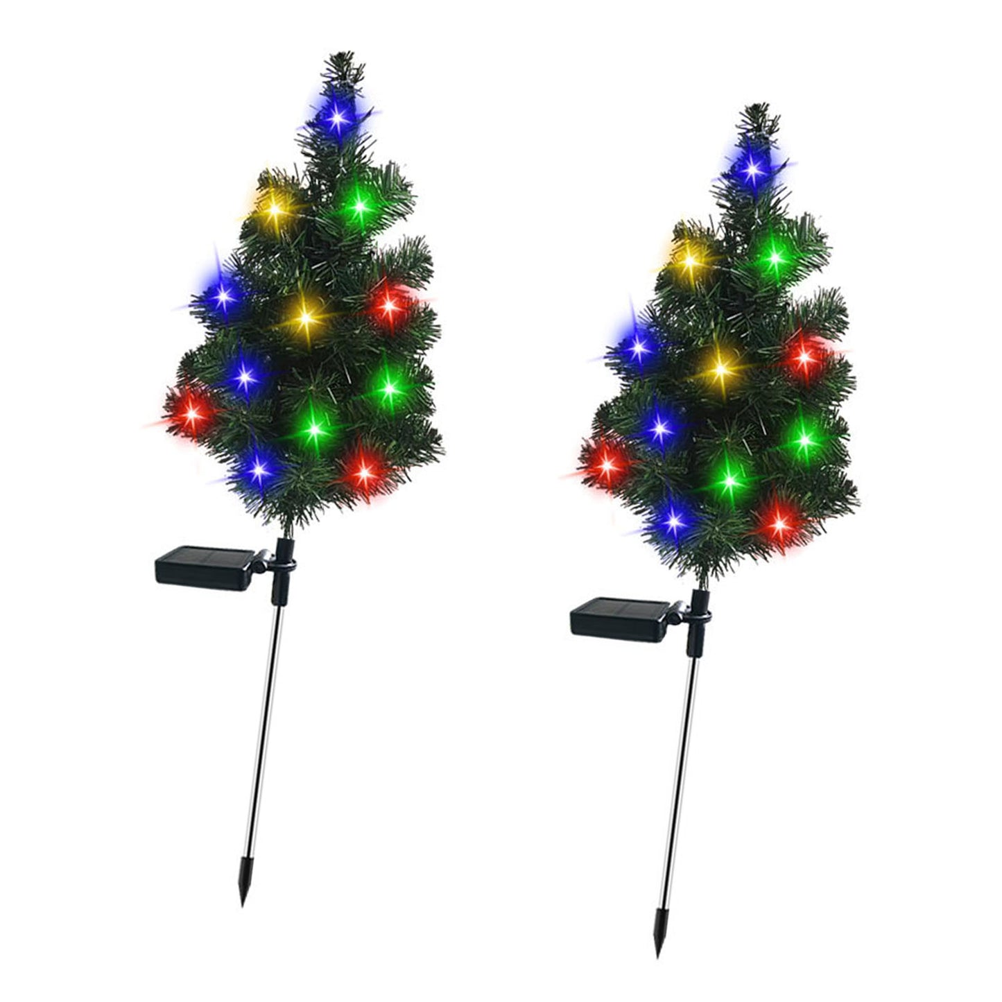 Solar Lawn Lamp Ground Stake Xmas Tree Water Proof Holiday Landscape Light For Outdoor Garden Courtyard Decoration