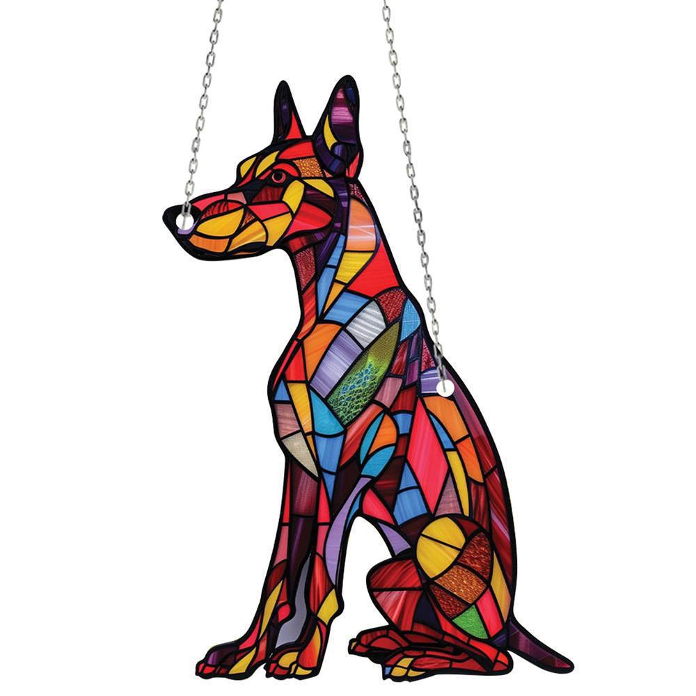 Gift Dog-shaped Acrylic Window Pendant In Colorful Designs