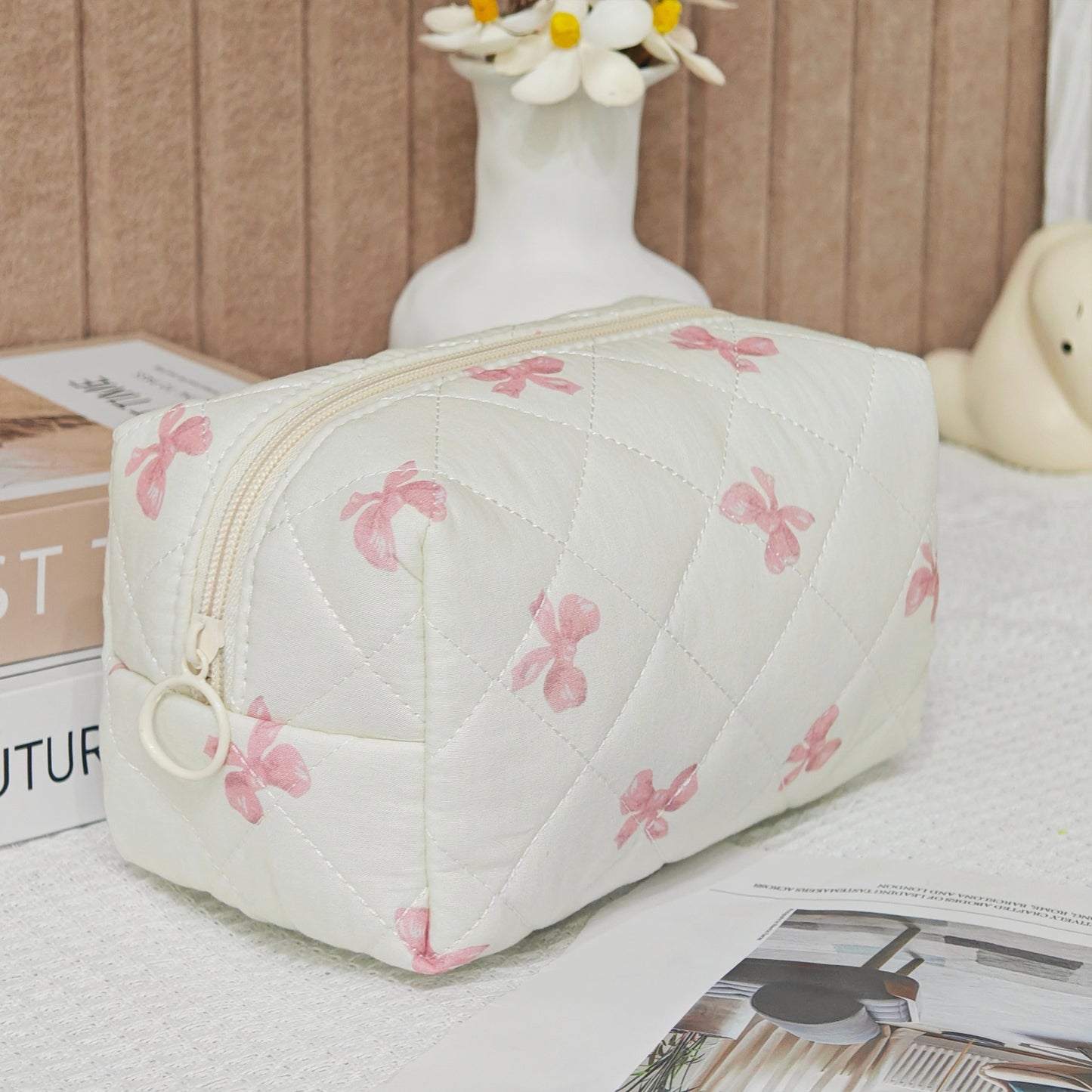 Printed Quilted Makeup Large Capacity Portable Toiletry Bag For Travel