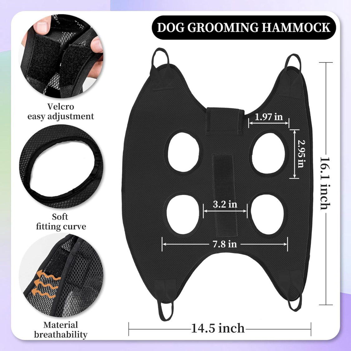 Cat Grooming Hammock Kit For Cats Dogs Up To 12 Lb, Hanging Harness And Sling For Nail Trimming, Includes Clippers Trimmer