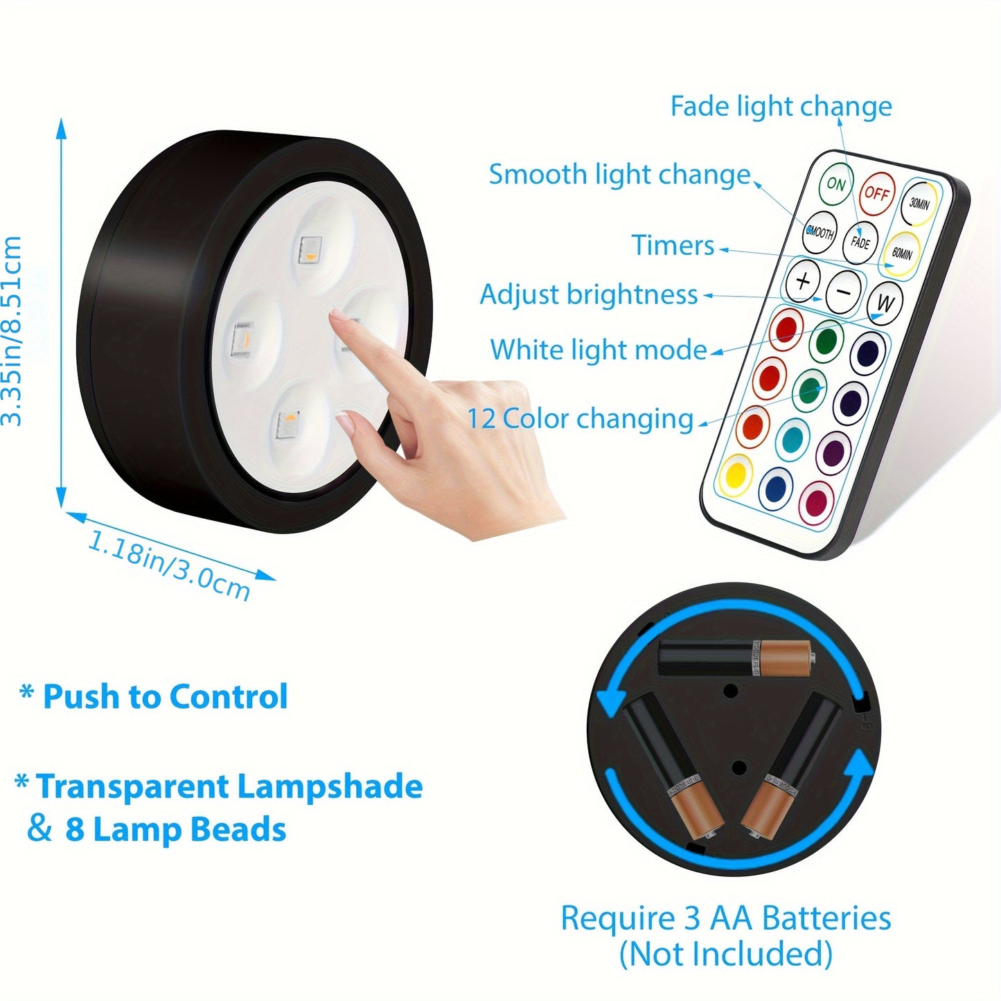 Color-Adjustable RGB Wardrobe Charging Remote-Controlled Night Light