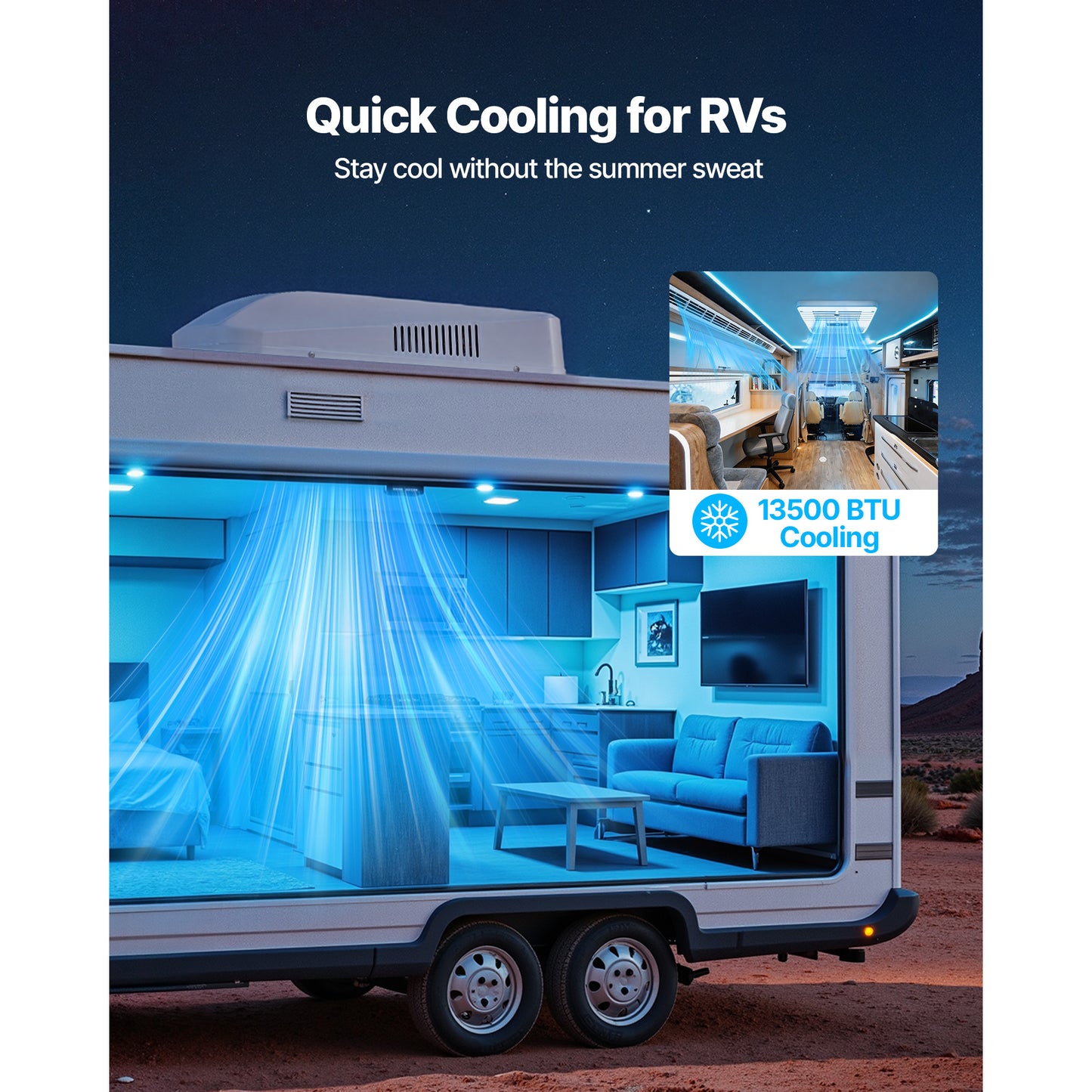 RV Air Conditioner, 13500 BTU RV AC Unit, 120V Ducted Rooftop Air Conditioner With Variable Speed Compressor, Easy Install Quiet Cooling AC Unit With ADB Button Control And Remote Control, White