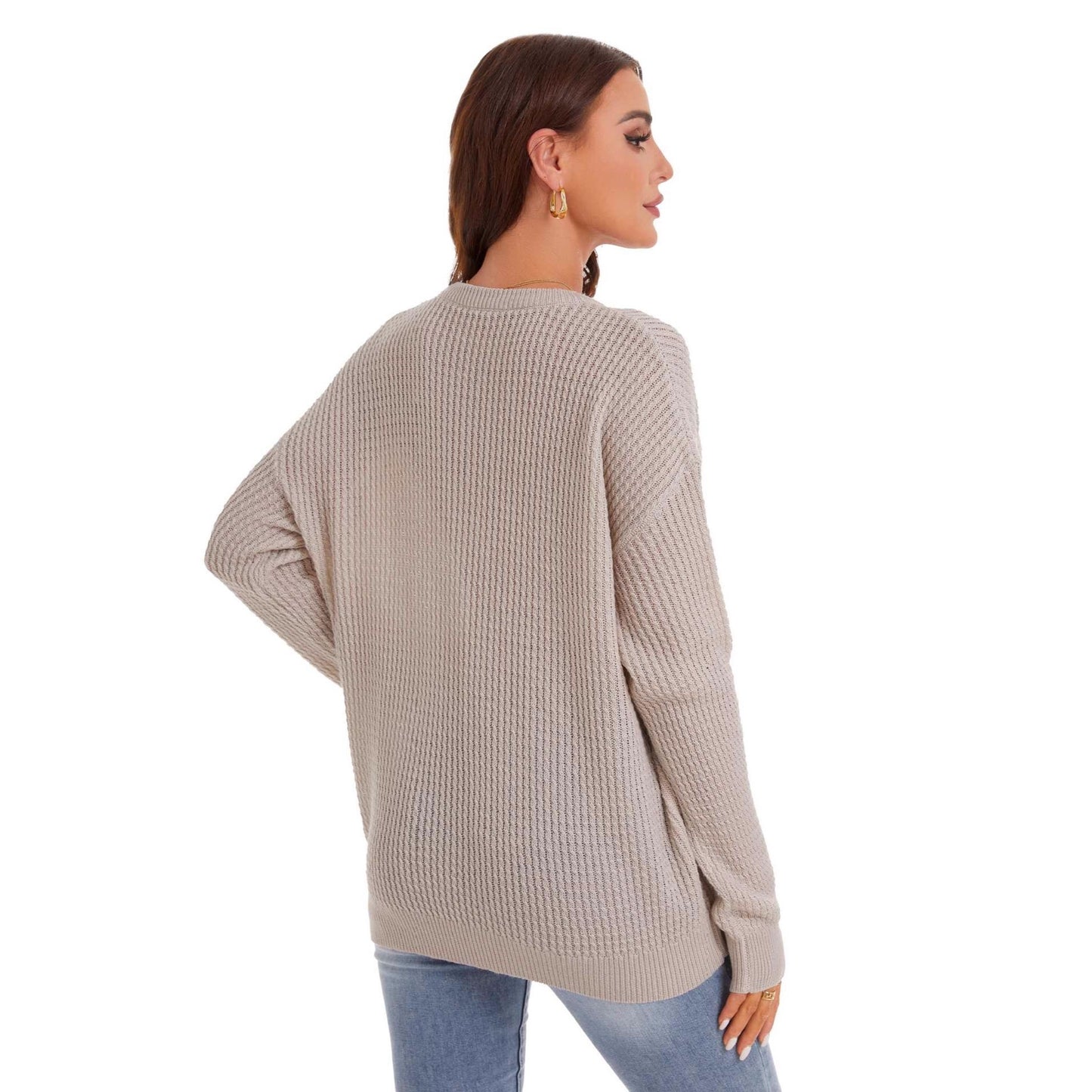 New Fallwinter Buttoned Crewneck Loosefit Sweater