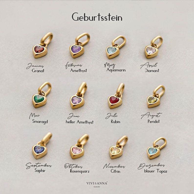Titanium Steel Birthstone Heart Pendant - Colorful CZ Stone DIY Necklace Charm For Women European American Style Jewelry Making Accessories