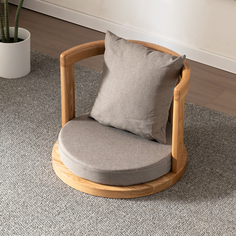 Solid Wood Tatami Seating Chair - Japanese Style Round Back Legless Backrest Chair for Tea Room Bedroom Bay Window