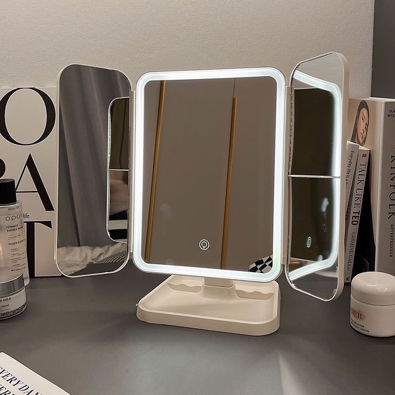 LED Makeup Mirror Desktop With Lights Foldable