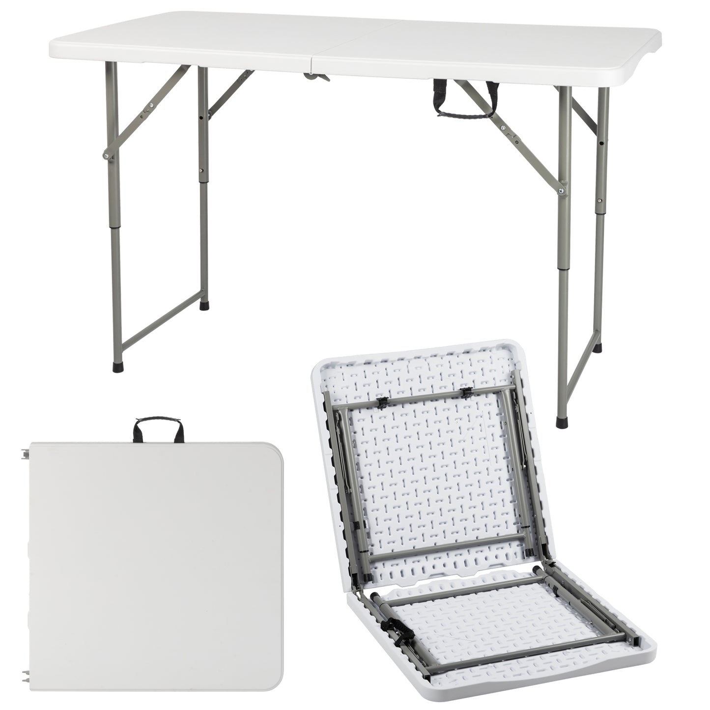 4 FT Folding Camping Table Plastic Picnic Table Office Table For Parties Wedding Camping Office With Carrying Handle