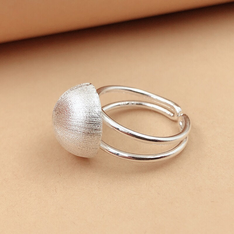 1pcs 999 Sterling Silver Sphere Statement Ring, Sleek Modern Style, Ideal For Birthdays & Minimalist Jewelry Gifts