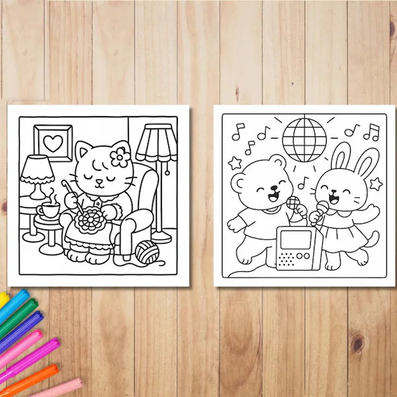 28 Pages Cutie Coloring Book Coloring Book For Adult Stress Reduction Colouring Book Valentine's Day Gifting, Birthday Party Gift, Drawing Supplies, Christmas Gift, Back To School Supplies