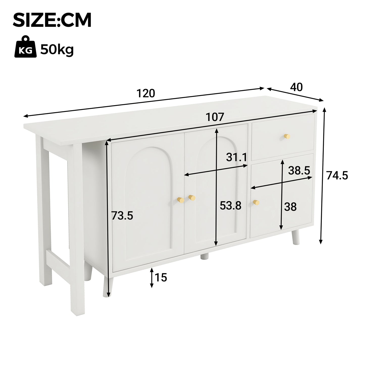 Multifunctional 2 In 1 Desk And Sideboard  360 Swivel, 3 Doors 1 Drawer  Elegant Computer Desk, Corner Desk, Dressing Table, Desk, Sideboard
