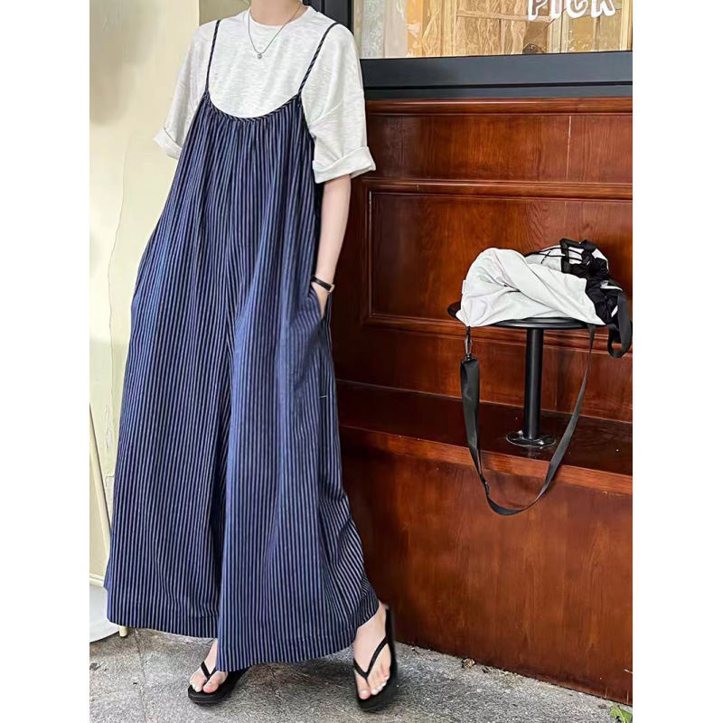 Summer Korean-style Loose Slimming Casual Wide-leg Jumpsuit With Straps