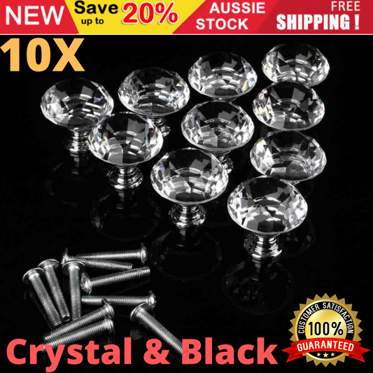 Crystal Clear Knob Diamond Glass Drawer Wardrobe Kitchen Cupboard Cabinet Handle